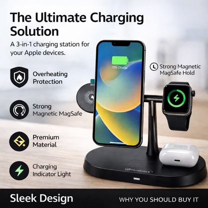 Personica 3 in 1 wireless Black Charger
