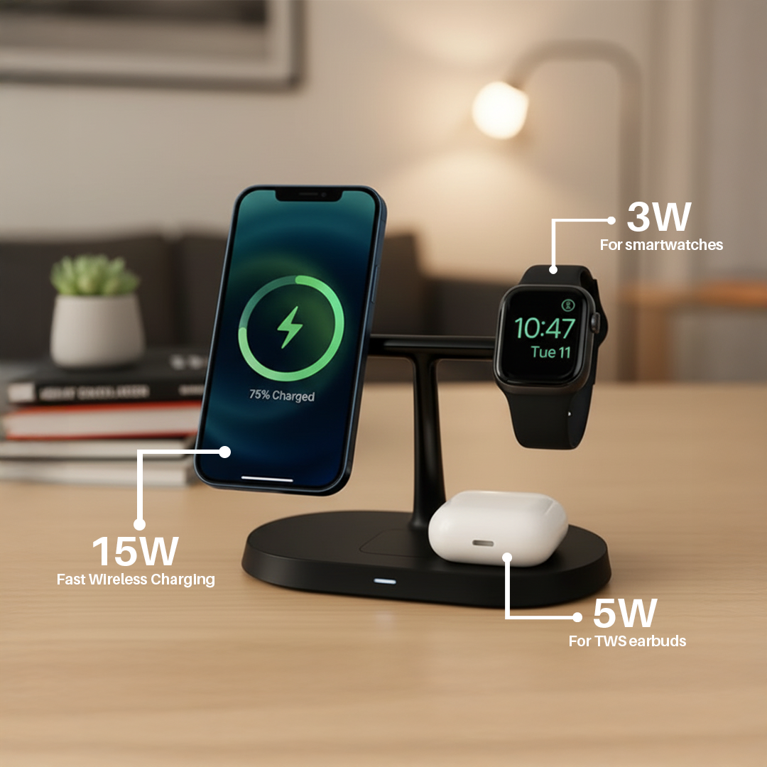 Personica 3 in 1 wireless Black Charger