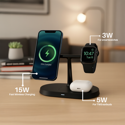 Personica 3 in 1 wireless Black Charger