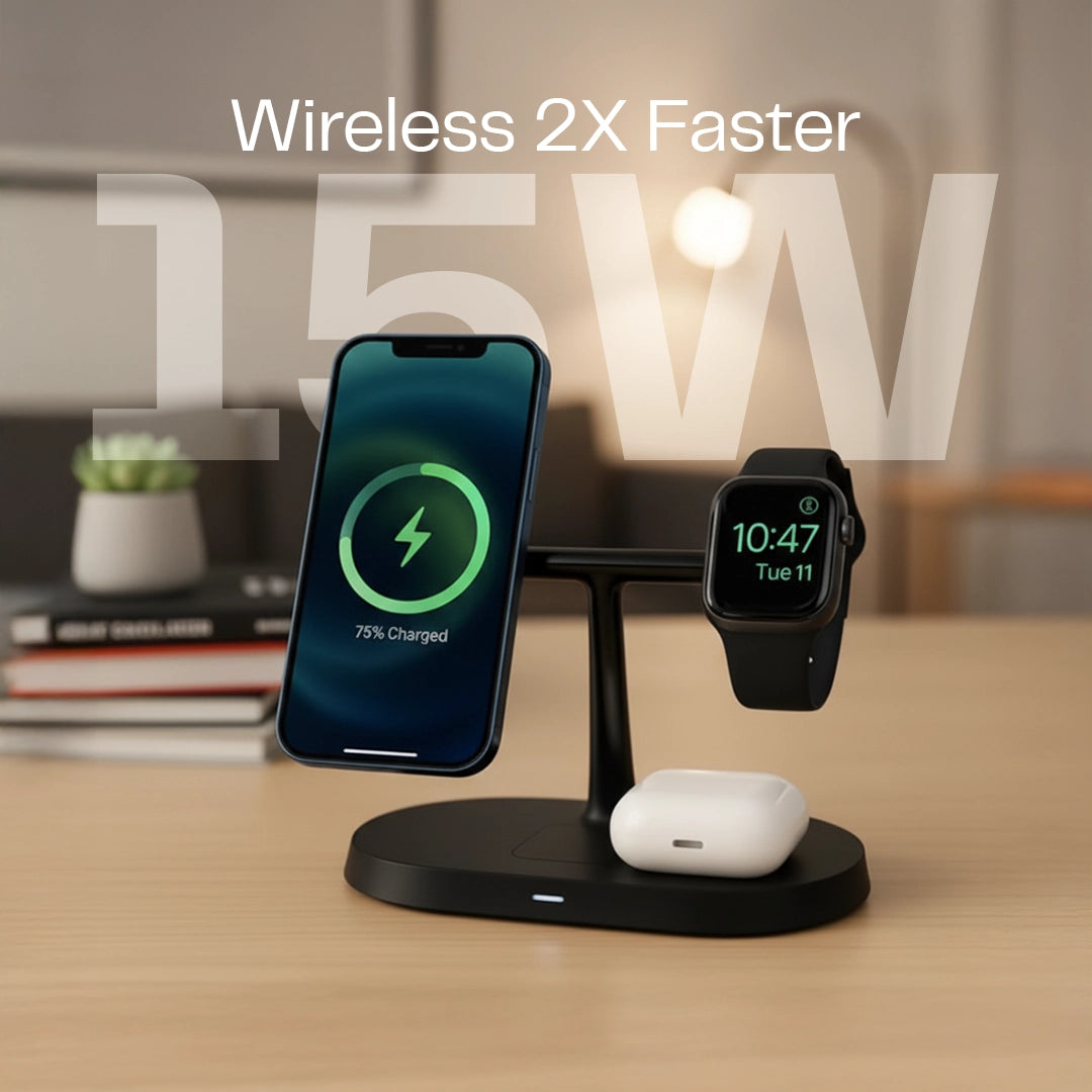 Personica 3 in 1 wireless Black Charger